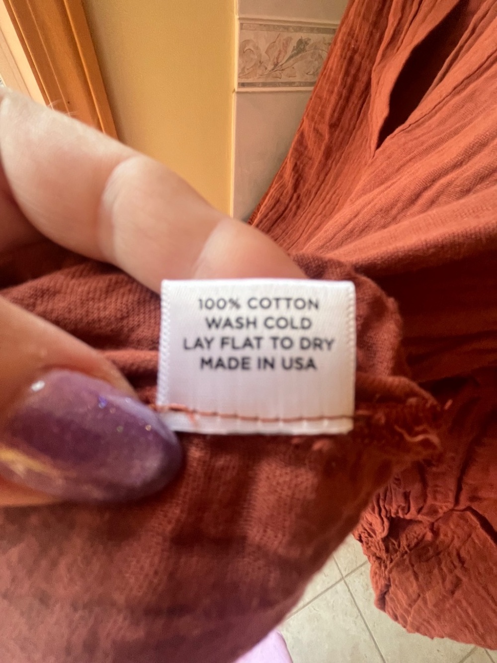 Ocean+Main Gauze Rust Top, M/L - Picture 3 of 3